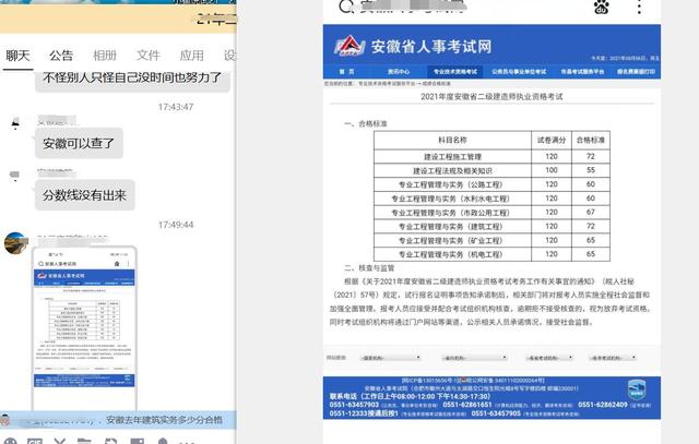 安徽二建成績已出，法規(guī)55分及格管理72分及格，比山西高了6分（安徽省二建及格分）